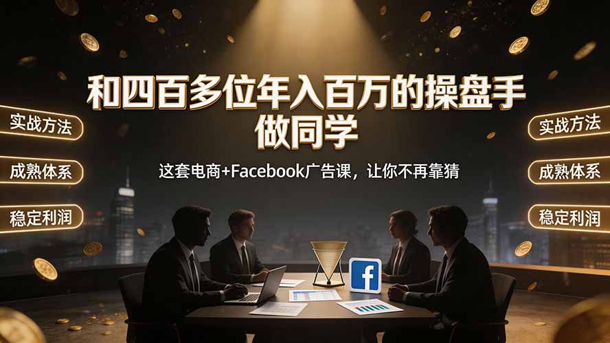 （19592期）和四百多位年入百万的操盘手做同学——这套电商+Facebook广告课，让你不再靠猜【原创双语字幕】-齐力副业