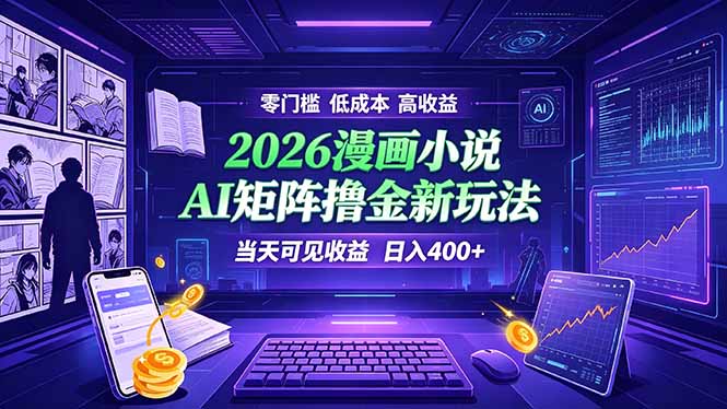 (19219期)爆款小说漫画大阅读 ai矩阵操作 当天可见收益 日入400+ 零门槛 高收益-齐力副业