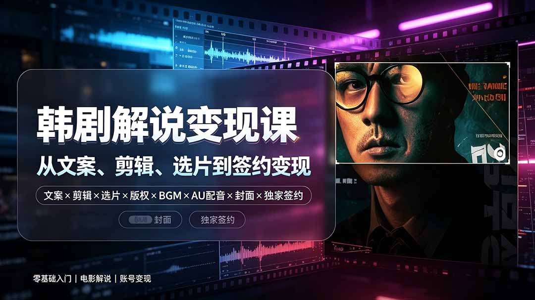 (19438期)抖音270W粉丝博主亲授韩剧解说课:文案×剪辑×选片×版权×BGM×AU配音×封面×独家签约,零基础到变现-齐力副业