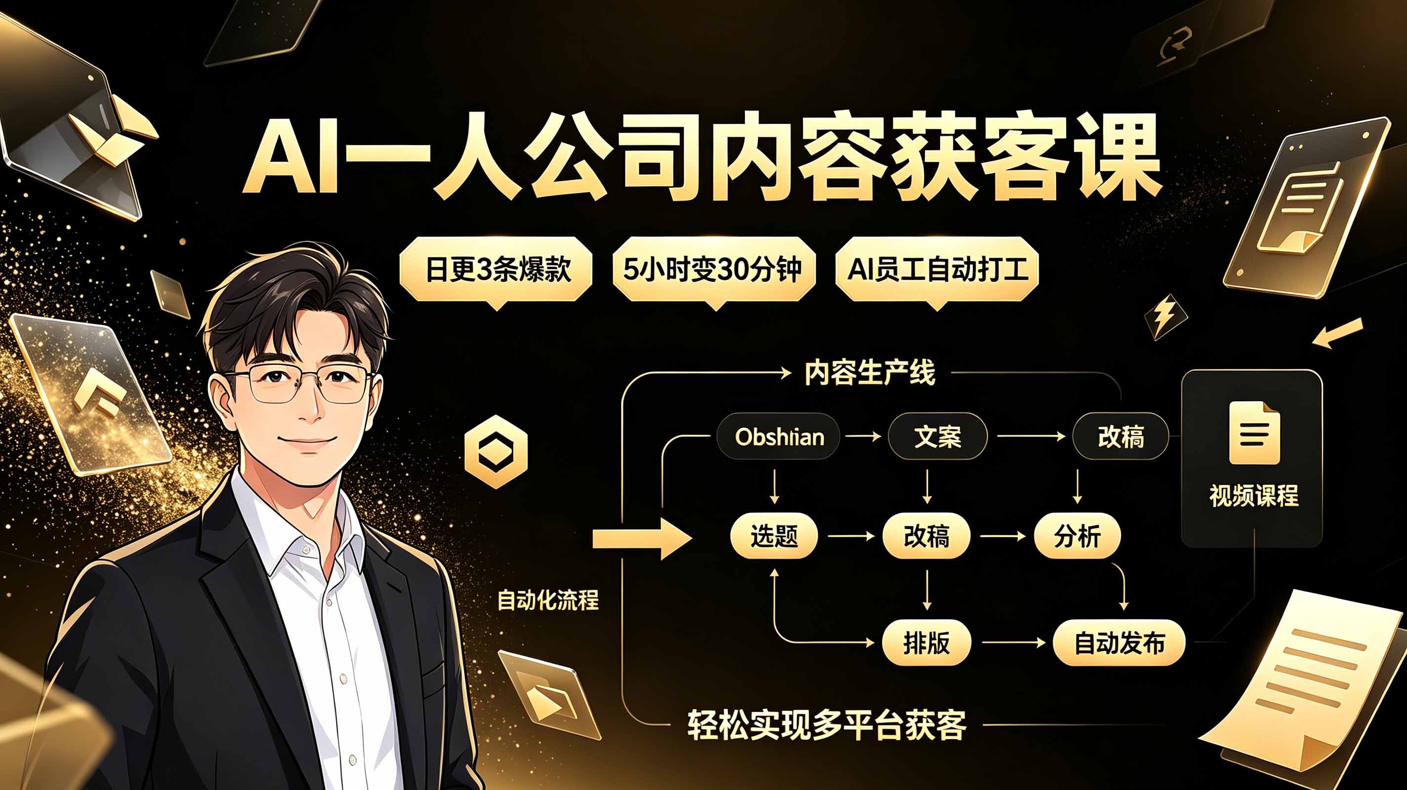 (19387期)AI一人公司内容获客课:日更3条爆款×5小时变30分钟×AI员工自动打工,轻松实现多平台获客-齐力副业