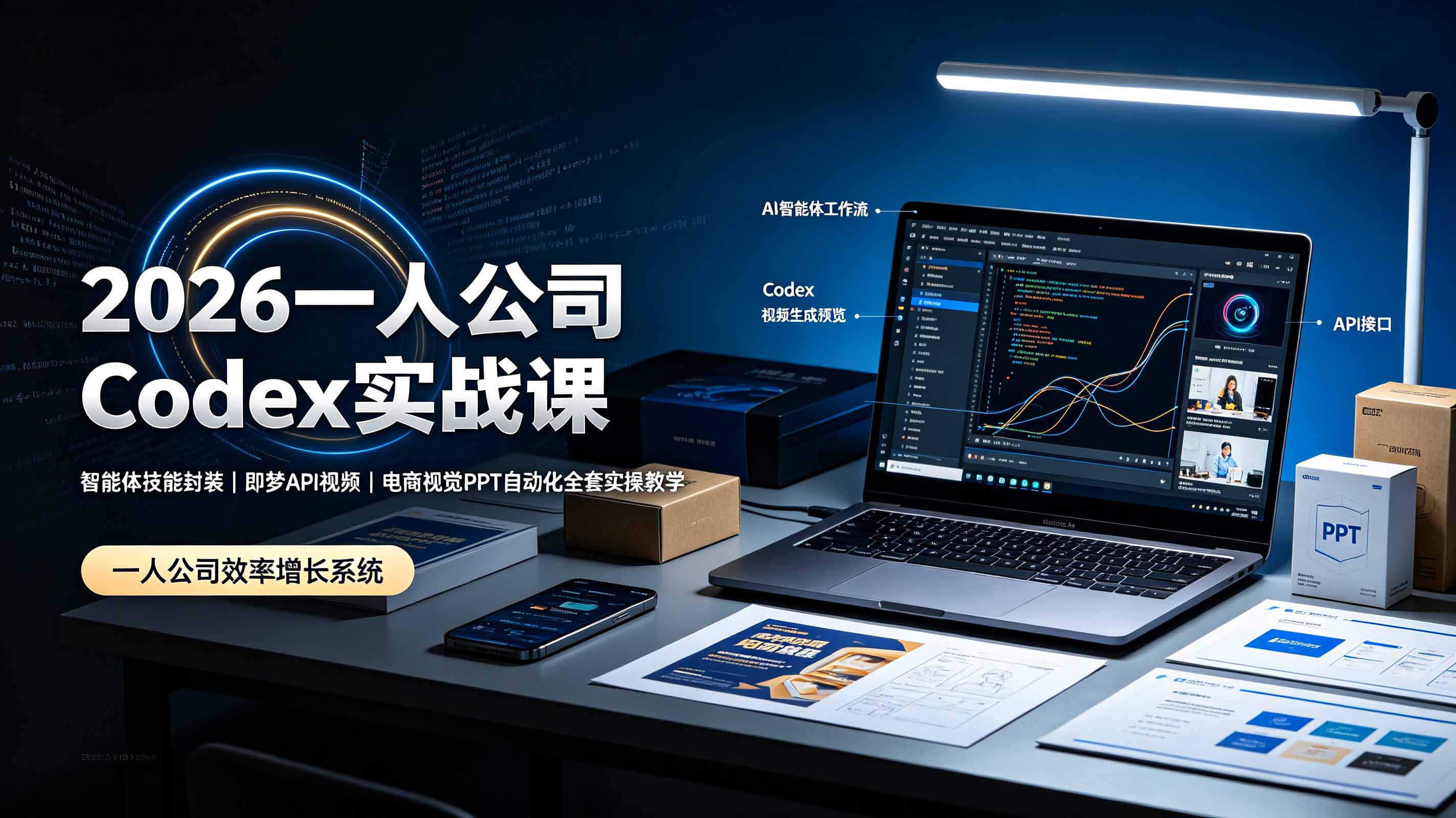 (19503期)2026一人公司Codex实战课◆智能体技能封装|即梦API视频|电商视觉PPT自动化全套实操教学-齐力副业