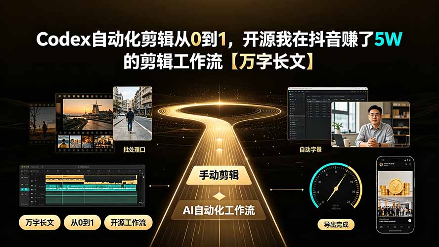 (19504期)Codex自动化剪辑从0到1,开源我在抖音赚了5W 的剪辑工作流【万字长文】-齐力副业