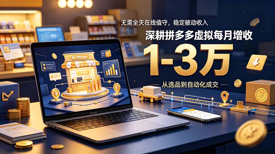 (19326期)无需全天在线值守,稳定被动收入,深耕拼多多虚拟每月增收 1-3 万-齐力副业