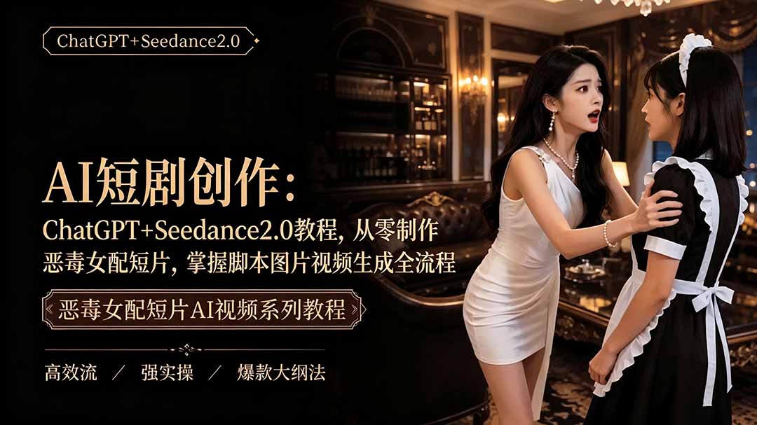 （19545期）AI短剧创作：ChatGPT+Seedance2.0教程，从零制作恶毒女配短片，掌握脚本图片视频生成全流程-齐力副业