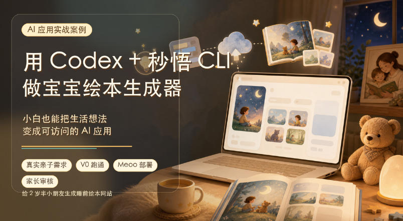 (19415期)AI应用实战案例,用Codex+秒悟CLl做宝宝绘本生成器,小白也能把生活想法变成可访问的AI应用-齐力副业
