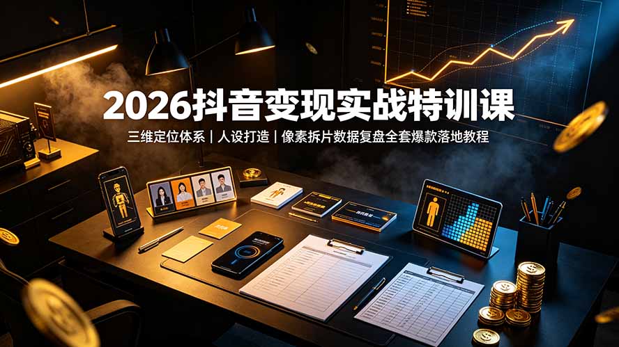 (19419期)2026抖音变现实战特训课:三维定位体系|人设打造|像素拆片数据复盘全套爆款落地教程-齐力副业