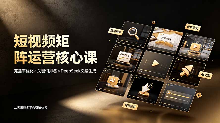 (19259期)短视频矩阵运营核心课:完播率优化×关键词排名×DeepSeek文案生成,从零搭建多平台引流体系-齐力副业