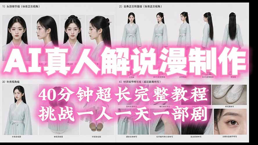 (19508期)2026AI真人解说漫剧制作40分钟超长完整教程:自动批量化制作,挑战一人一天一部剧!-齐力副业