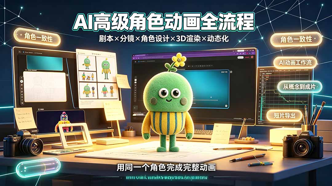 （19304期）AI高级角色动画全流程：剧本×分镜×角色设计×3D渲染×动态化，从概念到成片一站式教学-齐力副业