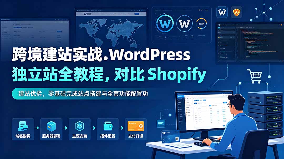 (19546期)跨境建站实战:WordPress 独立站全教程,对比 Shopify 建站优劣,零基础完成站点搭建与全套功能配置-齐力副业