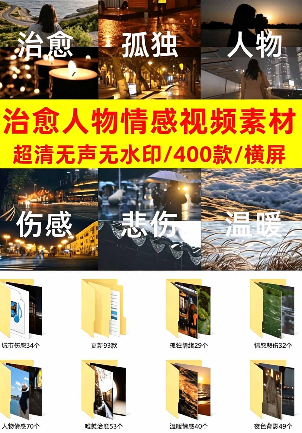 （19227期）爆款短视频常用视频素材！抖音治愈伤感人物情感视频素材，400款合集，无声无水印，视频感氛围拉满插图1