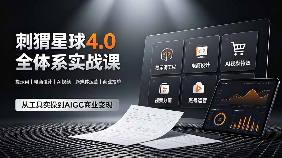 （19224期）刺猬星球4.0全体系实战课，覆盖提示词工程、电商设计、AI视频特效与新媒体运营，一站式掌握AIGC商业核心技能-齐力副业