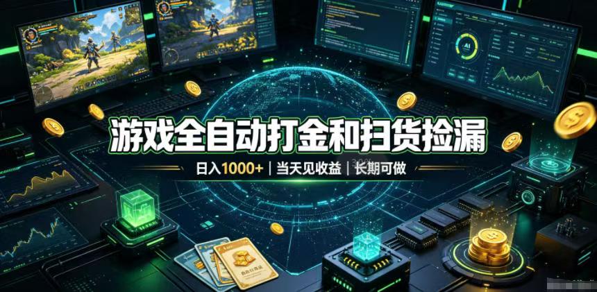 (19647期)游戏全自动打金和扫货捡漏,日入1000+,当天见收益,长期可做!-齐力副业