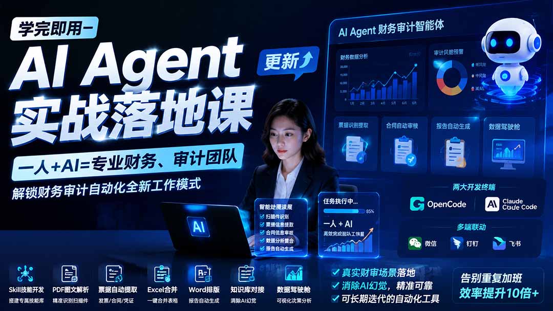 （19702期）学完即用—AI Agent实战落地课-更新：一人+AI=专业财务、审计团队，解锁财务审计自动化全新工作模式插图1