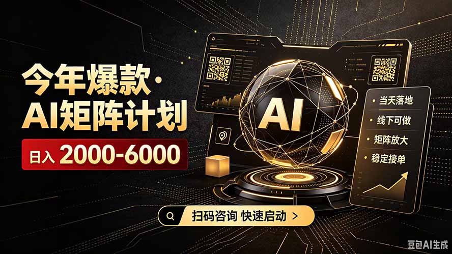 (19703期)AI矩阵计划!日收益3000-8000+,项目绿色长久,安全合规靠谱,可批量放大。扶持工作室和分公司-齐力副业